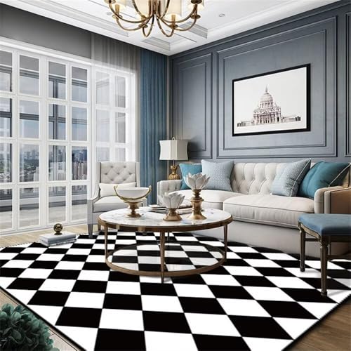 DJHWWD Rugs for Living Room Area 200x290CM Teppich schreibtischstuhl schwarz Weißer moderner Karierter balkonlounge Muster DJHWWD Rugs for Living Room Area 200x290CM Teppich schreibtischstuhl schwarz Weißer moderner Karierter balkonlounge Muster von DJHWWD