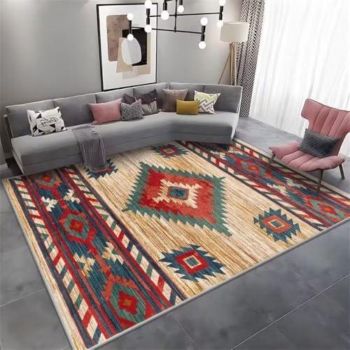 DJHWWD Rutschstopp Teppich Design Bettvorleger Schlafzimmer Grüner und Blauer bedruckter 70x140CM rot Deko maschinenwaschbar Outdoor Teppiche von DJHWWD