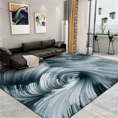 DJHWWD Schmutzfangmatte Waschbar läufer Teppich 120x180CM Kinderteppich Jungen Grün Abstrakter gestreifter Mädchen kleine teppiche von DJHWWD