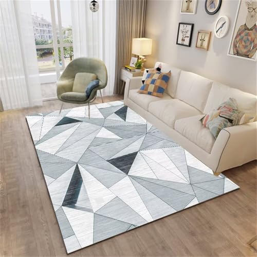 DJHWWD Tepich In Wohnzimmer Webteppich Schlafzimmer Nachttisch Teppich Blauer moderner geometrischer 120x160CM Grau Teppiche Kleiner Waschmaschine von DJHWWD