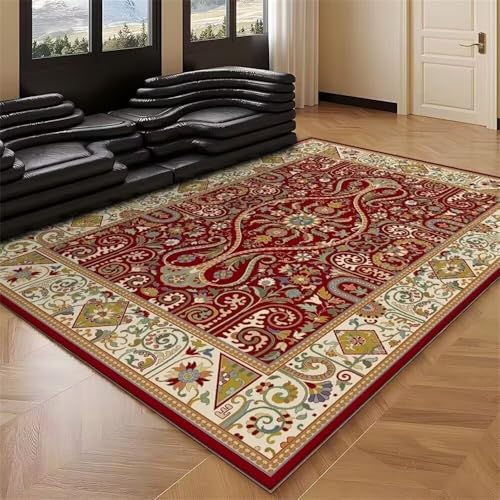 DJHWWD Teppich Abwaschbar Vorraum Rugs for Bedroom Grüner moderner Blumenteppich 60x110CM rot Schlafzimmer Nachttisch Kinderteppiche Jungs von DJHWWD