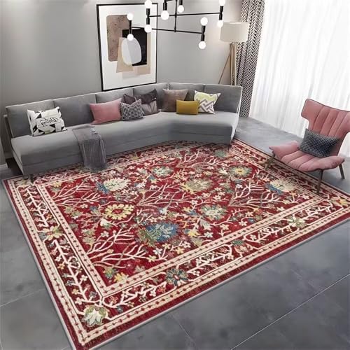 DJHWWD Teppich Arbeitszimmer Fußbodenheizung Geeignet verschleißfeste Schalldämmung Bunter für das Mädchenzimmer 200x300CM rot Design tepiche Wohnzimmer von DJHWWD