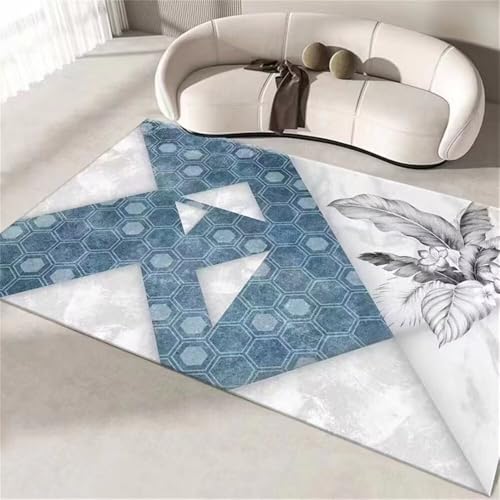 DJHWWD Teppich Arbeitszimmer Vorraum teppiche Blauer bedruckter 70x140CM Grau Wohnzimmer waschbar läufer von DJHWWD