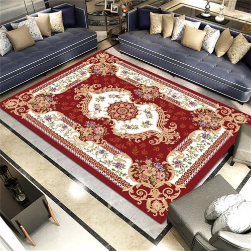 DJHWWD Teppich Boden dünn Mehrfarbiger lila Art-Deco-Teppich 170x240CM rot Carpet Relax Flur lang büro bodenmatte von DJHWWD