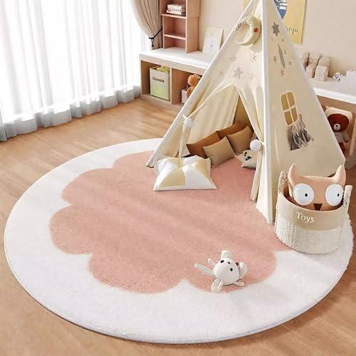 DJHWWD Teppich Büro Rutschfester Rosa Und Weiß Modern Fußmatten für Flur,Küchen,Innen 80X80cm von DJHWWD