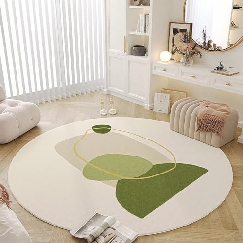 DJHWWD Teppich Büro Waschbarer Weiß Grün Modern für Haustür,Esszimmer,Küchen 120X120cm von DJHWWD