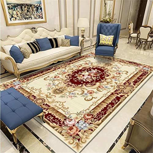DJHWWD Teppich Designer Waschbar In Waschmaschine Schlafzimmer beige rechteckig Retro Wohnzimmer Bodenmatte rutschfest Für Esszimmer 160X200CM von DJHWWD
