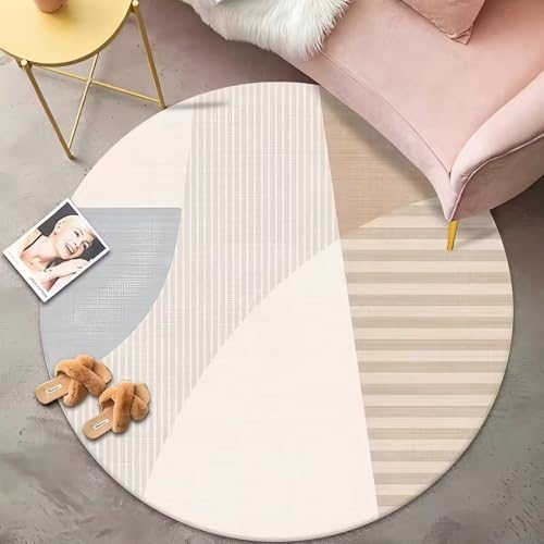 DJHWWD Teppich Esstisch Waschbar In Waschmaschine Modernes Beige für Küchen,Esszimmer,Flur 160X160cm von DJHWWD