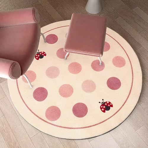 DJHWWD Teppich Esszimmer Waschbarer Beige Rund Schmutzfangmatte Innen für Küchen,Terrasse,Eingangsinnen 60X60cm von DJHWWD