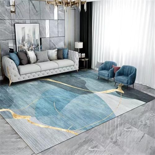 DJHWWD Teppich Flur Kinderteppich Klein Bettvorleger EIN Grauer, moderner und einfacher Teppich. 160x210CM blau komfortable Schalldämmung Sofa Teppiche von DJHWWD