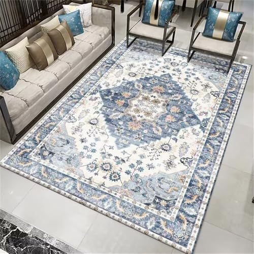 DJHWWD Teppich Flur Lang Balkonteppich Bettvorleger Langlebiger und waschbarer 60x110CM blau läufer von DJHWWD
