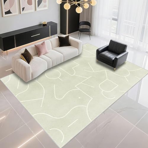 DJHWWD Teppich Für Kinderzimmer Verschleißfest 90x190cm, Grün Moderne Streifen für Wohnzimmer und Kinderzimmer von DJHWWD