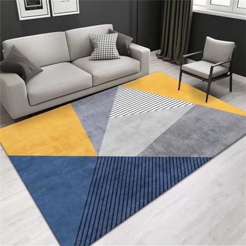 DJHWWD Teppich Für Schlafzimmer teppiche Gelber, moderner, leicht zu reinigender Wohnzimmerteppich mit geometrischem Muster 180x230CM Blau Teppich esstisch teppiche von DJHWWD