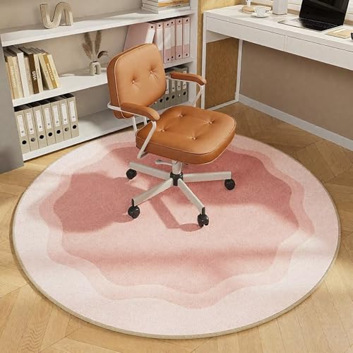 DJHWWD Teppich Fussbodenheizung Geeignet Waschbar In Waschmaschine Pink Rund für Eingang,Esszimmer,Küchen 140X140cm von DJHWWD