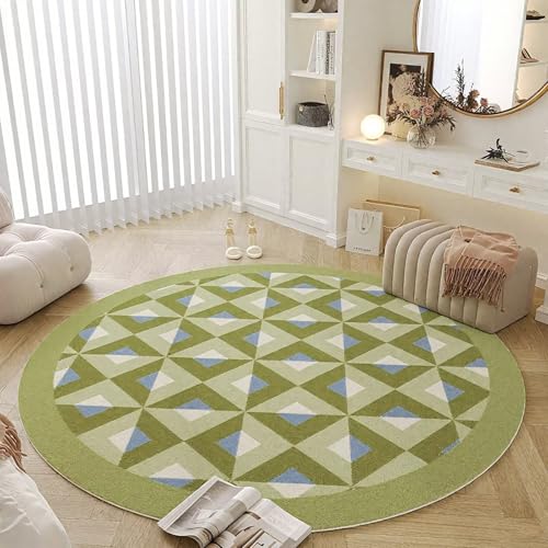 DJHWWD Teppich Jugendzimmer Rutschfester Moderne Grüne Geometrie für Terrasse,Flur,Küchen 120X120cm von DJHWWD