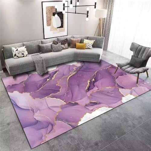 DJHWWD Teppich Kinderzimmer Jungen waschbare teppiche Waschmaschine 90x150CM Fußboden Vorleger Lila Abstrakter Tintenteppich Kunstdesign Wohnzimmerteppich Terrasse Outdoor von DJHWWD