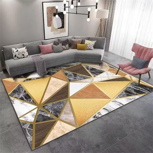 DJHWWD Teppich Klein Anti rutsch 120x160CM schreibtischstuhl Grau Gelber moderner geometrischer Kunst Dekoration babyzimmer deko von DJHWWD