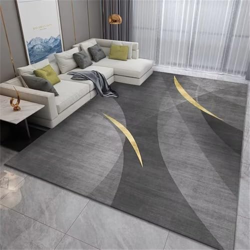 DJHWWD Teppich Klein Schlafzimmers Kinderteppich zuschneidbar Gelber moderner, einfacher 140x200CM Grau Fußmatten Innen Designer von DJHWWD