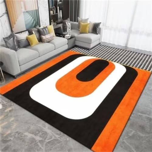 DJHWWD Teppich Landhaus Teppich vorraum orange Farbe 200x260CM Kurzflorteppich Wohnzimmerteppich Schlafzimmerteppich für Erwachsene moderner waschbarer Teppich mit geometrischem Muster von DJHWWD