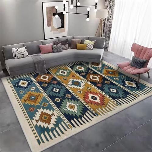 DJHWWD Teppich Lang Für Balkon Designer Vintage geometrisches 100x200CM blau Wohnzimmer kurzflor Kinderzimmer Teppiche DJHWWD Teppich Lang Für Balkon Designer Vintage geometrisches 100x200CM blau Wohnzimmer kurzflor Kinderzimmer Teppiche von DJHWWD