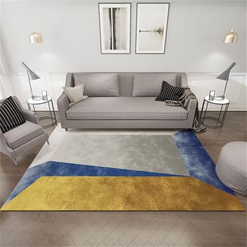 DJHWWD Teppich Mädchen Jugendzimmer Fußmatte Innen Kinderteppich Waschbar Blau-gelber moderner 120x120CM Grau vorraum Teenager DJHWWD Teppich Mädchen Jugendzimmer Fußmatte Innen Kinderteppich Waschbar Blau-gelber moderner 120x120CM Grau vorraum Teenager von DJHWWD