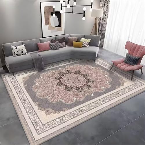 DJHWWD Teppich Ornament Vorleger Design Vintage Blumen 100x160CM Grau Rugs Schlafzimmer von DJHWWD