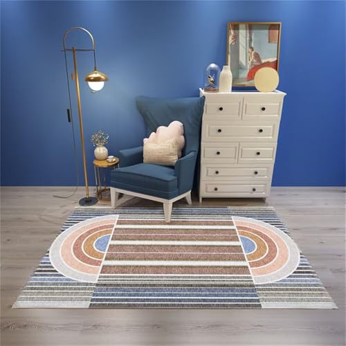 DJHWWD Teppich Outdoor läufer Grauer moderner gestreifter 100x150CM blau zuschneidbar Moderne Esszimmerdekoration Kind von DJHWWD