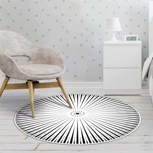 DJHWWD Teppich Schreibtischstuhl Geeignet Flach Großer Teppich Modernes Weiß Und Schwarz für Eingangs,Küchen,Schlafzimmer 200X200CM von DJHWWD