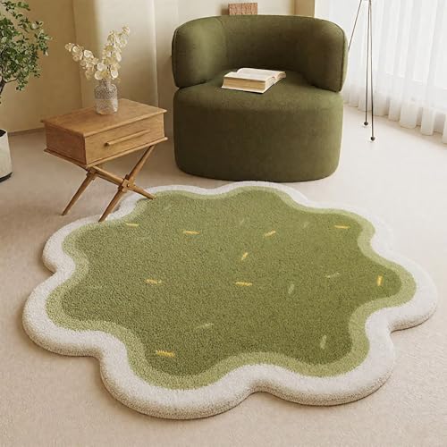 DJHWWD Teppich Schreibtischstuhl Geeignet Flach Grünes Blumenmuster Türmatte Innen für Terrasse,Küchen,Flur 60X60cm von DJHWWD