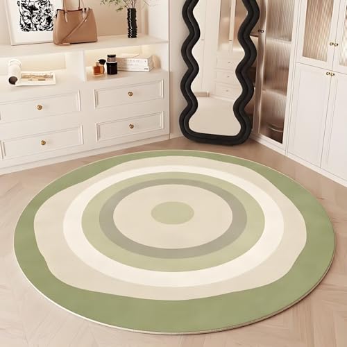 DJHWWD Teppich Schreibtischstuhl Geeignet Kuschelig Weich Grüne Runde für Küchen,Wohnzimmer,Eingangsinnen 100X100cm von DJHWWD