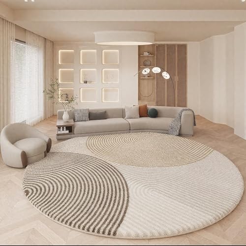 DJHWWD Teppich Schreibtischstuhl Geeignet Waschbar In Waschmaschine Runde Beige Moderne Fußmatte Waschbar für Wohnzimmer,Küchen,Eingangsinnen 60X60cm von DJHWWD