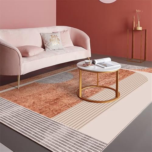 DJHWWD Teppich Teenager Mädchen Wohnzimmerteppich Zimmer Grauer moderner Streifenteppich 90x120CM orange Designer Teppiche von DJHWWD