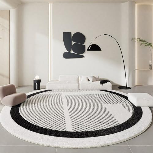 DJHWWD Teppich Vorzimmer Waschbar Schwarz Grau Rund für Küchen,Esszimmer,Innen 120X120cm DJHWWD Teppich Vorzimmer Waschbar Schwarz Grau Rund für Küchen,Esszimmer,Innen 120X120cm von DJHWWD