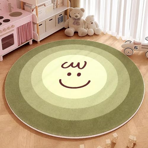 DJHWWD Teppich Waschbar rutschfest Weich Grüne Runde Moderne für Küchen,Esszimmer,Wohnzimmer 140X140cm von DJHWWD