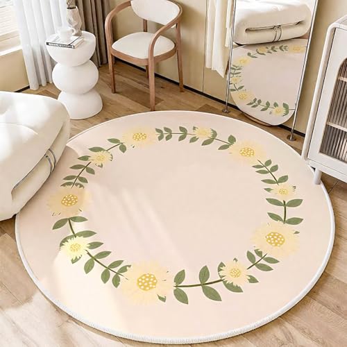 DJHWWD Teppich Wohnzimmer Rutschfester Beige Runde Moderne für Eingangsbereich,Wohnzimmer,Küchen 160X160cm DJHWWD Teppich Wohnzimmer Rutschfester Beige Runde Moderne für Eingangsbereich,Wohnzimmer,Küchen 160X160cm von DJHWWD