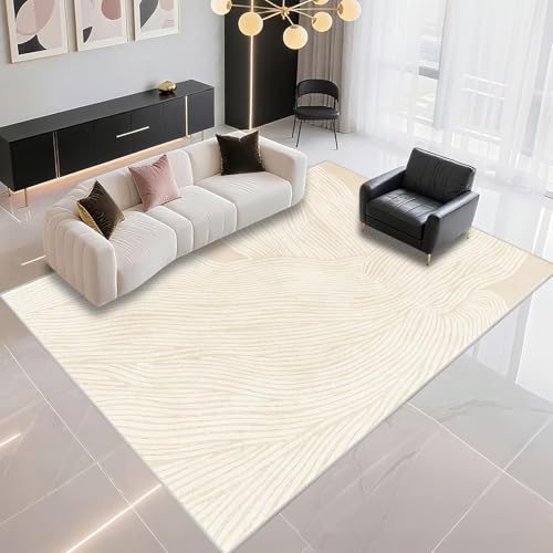 DJHWWD Teppich Wohnzimmer Stain Resistant 60x90cm, Beige Mini Teppich Moderne Streifen für Schlafzimmer und Wohnzimmer DJHWWD Teppich Wohnzimmer Stain Resistant 60x90cm, Beige Mini Teppich Moderne Streifen für Schlafzimmer und Wohnzimmer von DJHWWD
