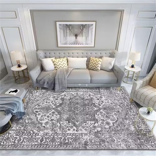 DJHWWD Teppich Zuschneidbar Schlafzimmer Teppiche Muster Rechteckiger für das Wohnzimmer 200x300CM Grau Fussmatte Innen rutschfest von DJHWWD