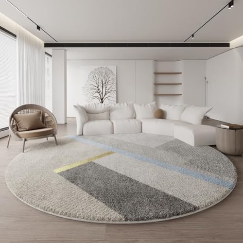 DJHWWD Teppich für Balkon Waschbar Moderne Graugeometrie für Eingangsbereich,Küchen,Esszimmer 160X160cm von DJHWWD