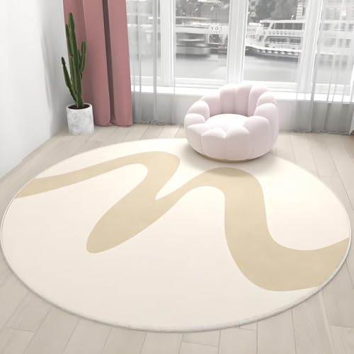 DJHWWD Teppich rutschfest Kuschelig Weich Weiße Runde Moderne Fußmatte Haustür für Küchen,Eingang,Schlafzimmer 80X80cm von DJHWWD