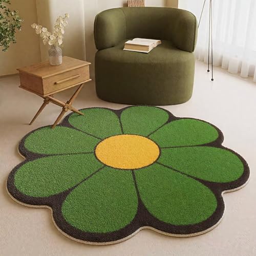 DJHWWD Teppiche Gegend Kuschel Teppich Gross Dunkelgrünes Blumenmuster für Küchen,Eingangs,Flur 180X180cm von DJHWWD