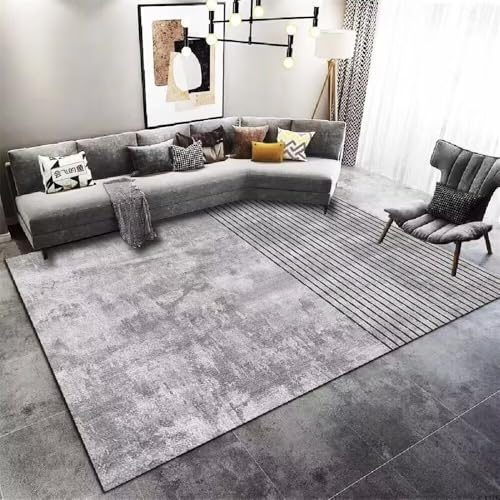 DJHWWD Teppiche Schlafzimmer 200x290CM mädchen Zimmer Teppich Grau Moderner gestreifter Zimmers Teppichboden rutsch Stop von DJHWWD