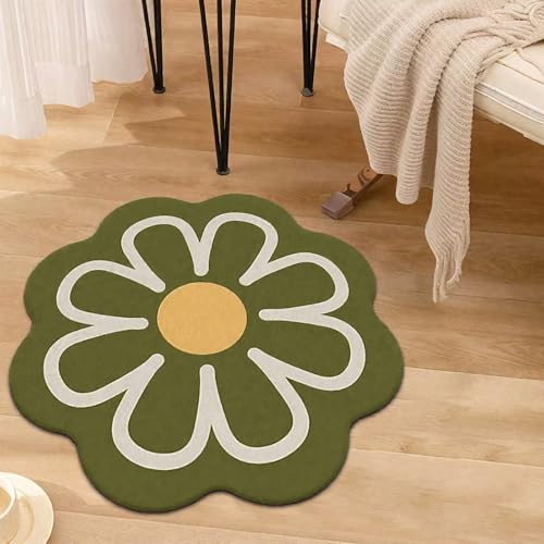 DJHWWD Teppiche Wohnzimmer Antirutsch Teppich Groß Grünes Blumenmuster für Küchen,Haustür,Innen 200X200CM von DJHWWD