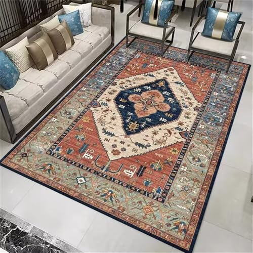 DJHWWD Teppiche Wohnzimmer Teppich Weich Kinderteppich Jungen Blauer Vintage-Teppich mit Aufdruck 100x160CM orange Auslegware Teppichboden großer DJHWWD Teppiche Wohnzimmer Teppich Weich Kinderteppich Jungen Blauer Vintage-Teppich mit Aufdruck 100x160CM orange Auslegware Teppichboden großer von DJHWWD