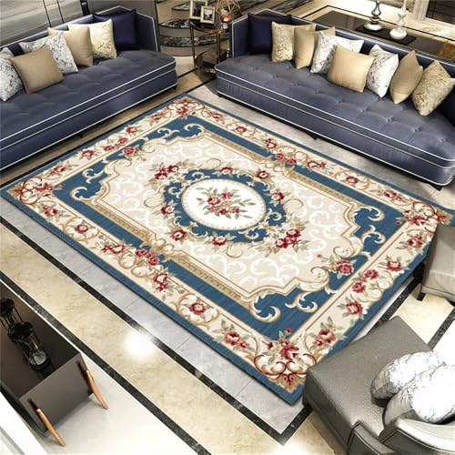 DJHWWD Teppiche Wohnzimmer waschbare+teppiche Roter Vintage-Blumenteppich 170x240CM blau Kinderteppich Mädchen Dekoration Teppich läufer von DJHWWD