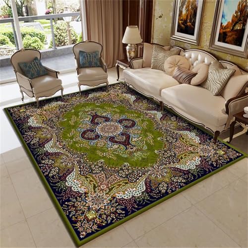 DJHWWD Teppiche & Matten Bodenschutzmatte Teppich Kunstdesign Wohnzimmerteppich Bunter Vintage-Blumenteppich 200x250CM Grün Kinderteppich Creative Color Matching von DJHWWD