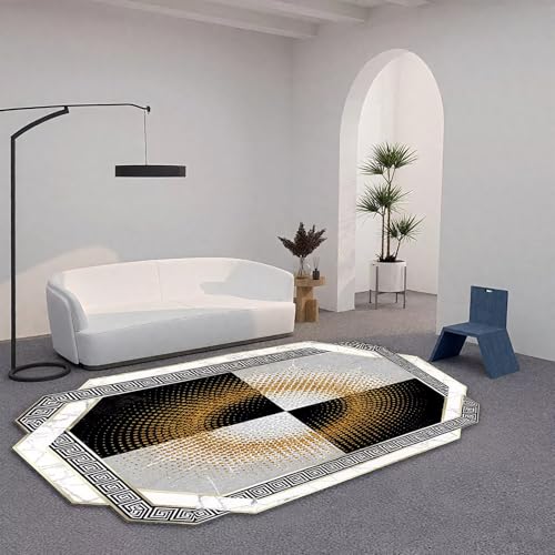 DJHWWD Waschbar Flurteppich Schwarz 120x160CM,Moderne Geometrie für Büro,Esstisch,Matt Floor DJHWWD Waschbar Flurteppich Schwarz 120x160CM,Moderne Geometrie für Büro,Esstisch,Matt Floor von DJHWWD