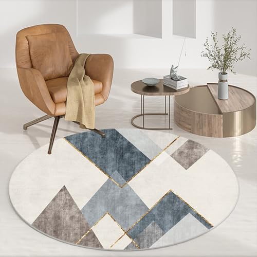 DJHWWD Waschbar In Waschmaschine Büroteppich rutschfest Weicher Moderne Kreise für Küchen,Esstisch,Wohnung 140X140cm von DJHWWD