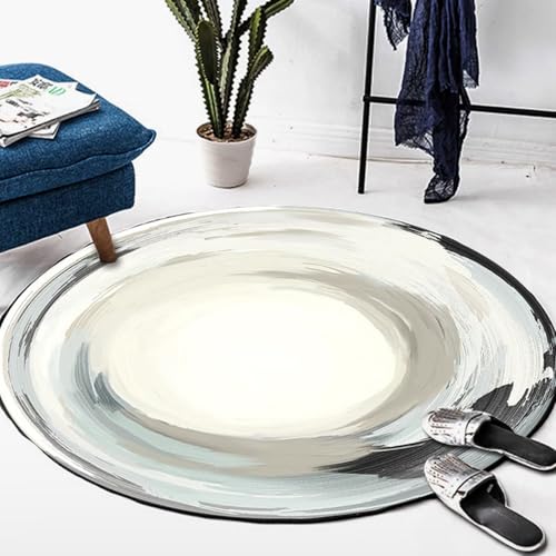 DJHWWD Waschbar In Waschmaschine Kinderzimmerteppich Rutschfester Kurzflor Blau Weiß für Mädchen Kinderzimmer,Weltraum,Esstisch 120X120cm von DJHWWD