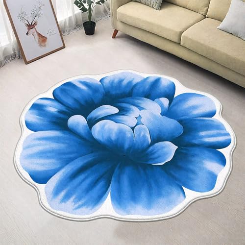 DJHWWD Waschbar In Waschmaschine Schmutzfangmatte Waschbar Blau 80x80CM,Blumenmuster für Esszimmer,Schlafzimmer,Wohnzimmer von DJHWWD