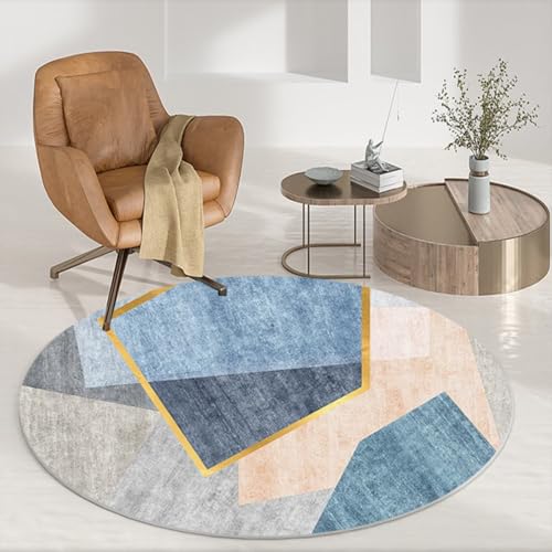 DJHWWD Waschbar In Waschmaschine Schreibtisch Teppich Antirutsch Weicher Blaue Runde für Balkon,Büro,Boden 160X160cm DJHWWD Waschbar In Waschmaschine Schreibtisch Teppich Antirutsch Weicher Blaue Runde für Balkon,Büro,Boden 160X160cm von DJHWWD